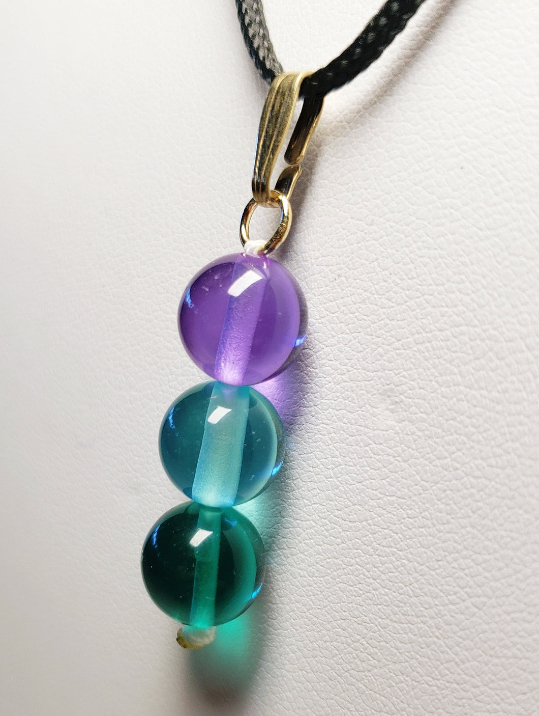 Teal Violet Healing Flame Andara Crystal Pendant 10mm