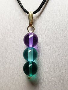 Teal Violet Healing Flame Andara Crystal Pendant 10mm