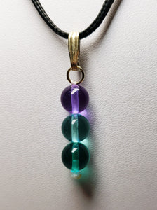 Teal Violet Healing Flame Andara Crystal Pendant 8mm