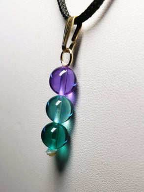 Teal Violet Healing Flame Andara Crystal Pendant 8mm