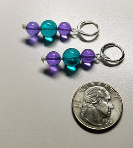 Teal & Violet color change Andara Crystal Earrings