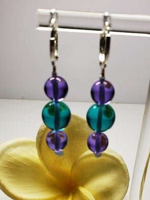 Teal & Violet color change Andara Crystal Earrings