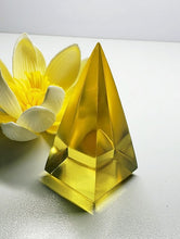 Load image into Gallery viewer, Yellow (Golden) Andara Crystal Nubian Pyramid 2.5in x 1.25in