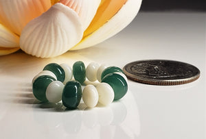 Chalcedony - Green + Coral - White Gem Healing Ring