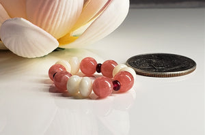 Coral - White + Rhodochrosite + Ruby Gem Healing Ring