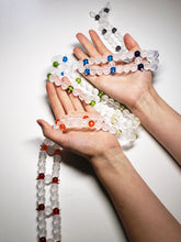 Load image into Gallery viewer, 7 Chakra Spinal Mat with Andara Crystal &amp; Frosted Quartz Beads 37inch