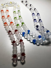 Load image into Gallery viewer, 7 Chakra Spinal Mat with Andara Crystal &amp; Frosted Quartz Beads 37inch