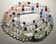 Load image into Gallery viewer, 7 Chakra Spinal Mat with Andara Crystal &amp; Frosted Quartz Beads 37inch