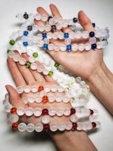Load image into Gallery viewer, 7 Chakra Spinal Mat with Andara Crystal &amp; Frosted Quartz Beads 37inch