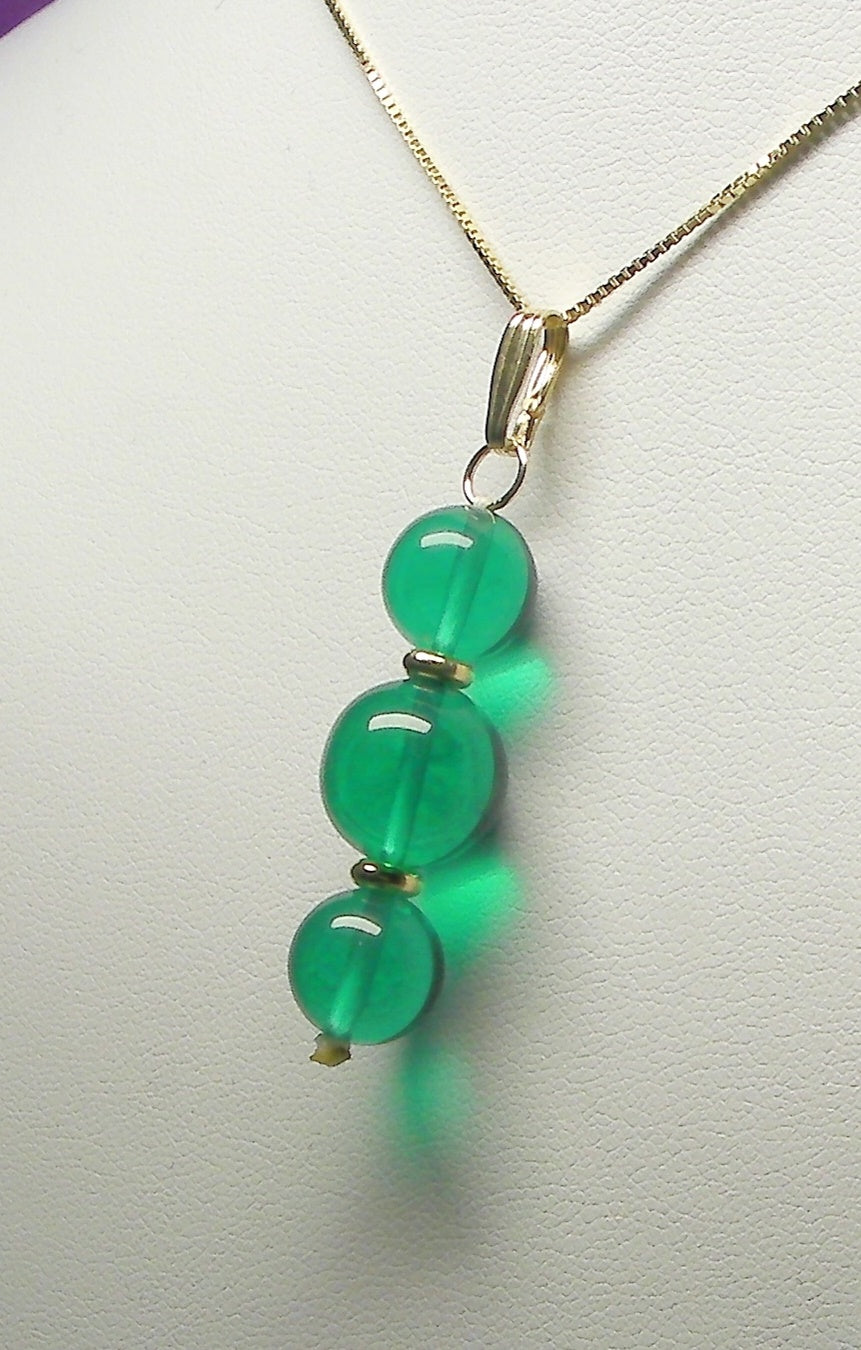Teal Andara Crystal with Gold Pendant (2 x 10mm & 1 x 12mm)