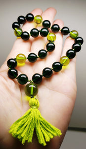 Andara Crystal Mala / Prayer Beads - Light & Deep Green