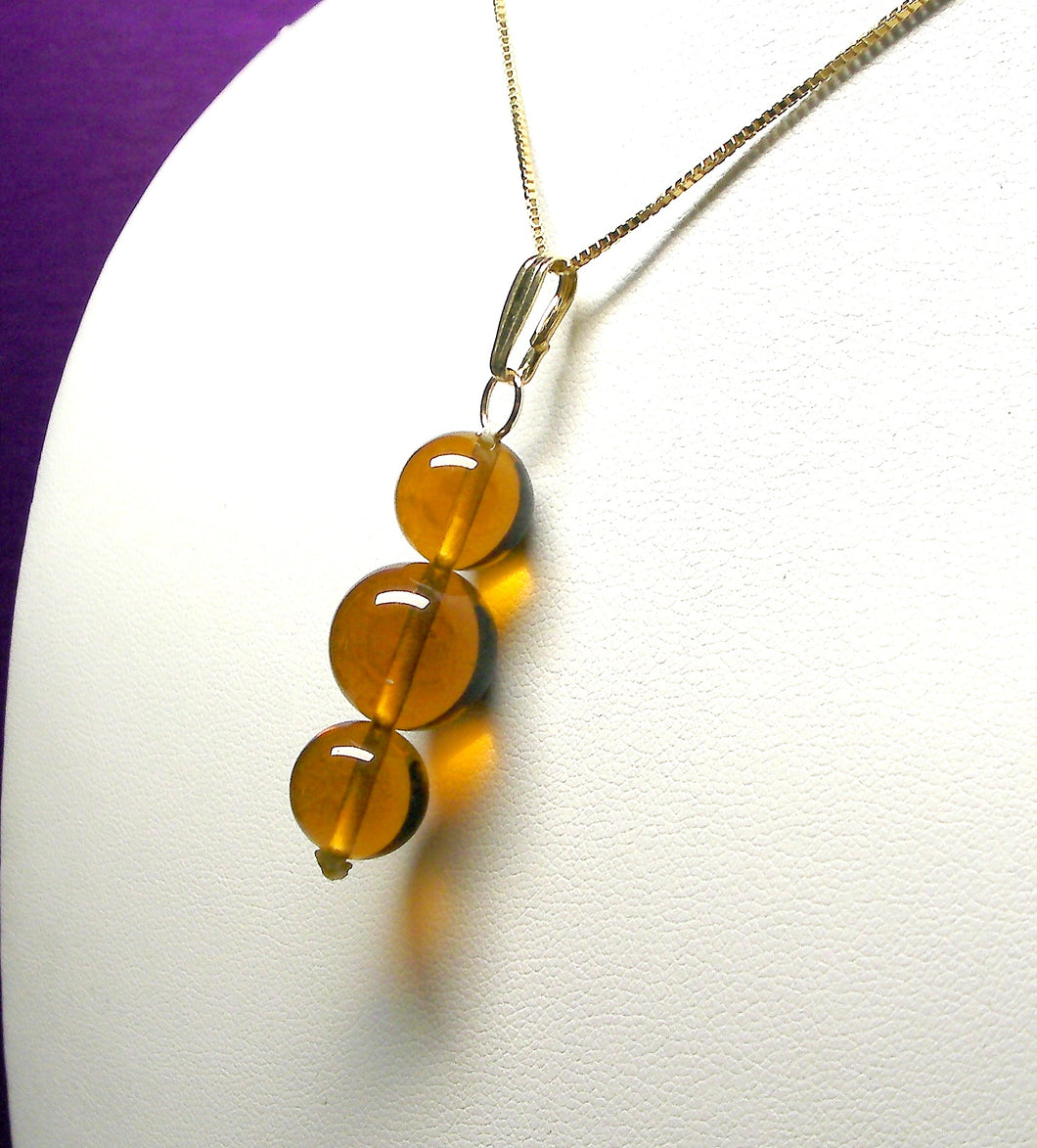 Amber Andara Crystal Pendant (2 x 10mm & 1 x 12mm)