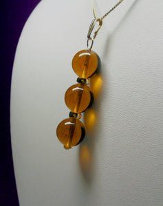 Amber Andara Crystal with Gold Pendant (3 x 12mm)