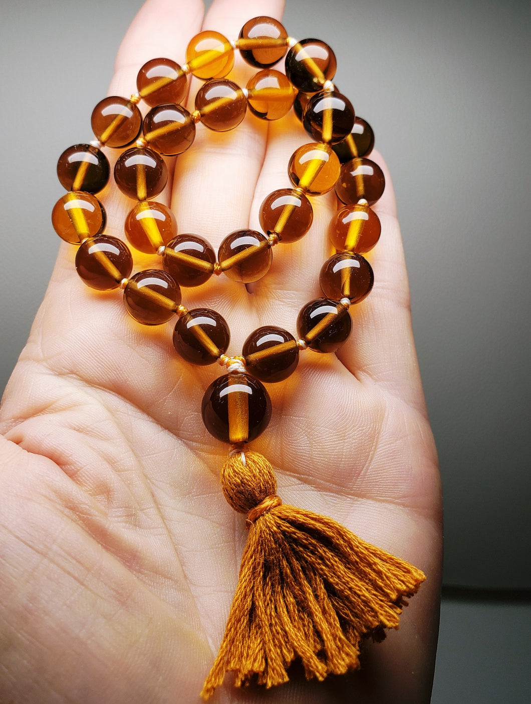 Andara Crystal Mala / Prayer Beads - Amber & Brown