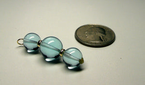 Aqua - Blue Andara Crystal with Gold Pendant (2 x 10mm & 1 x 12mm)