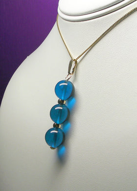Blue - Bright Dark Andara Crystal with Gold Pendant (3 x 12mm)