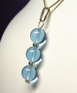 Blue Andara Crystal with Gold Pendant (3 x 10mm)