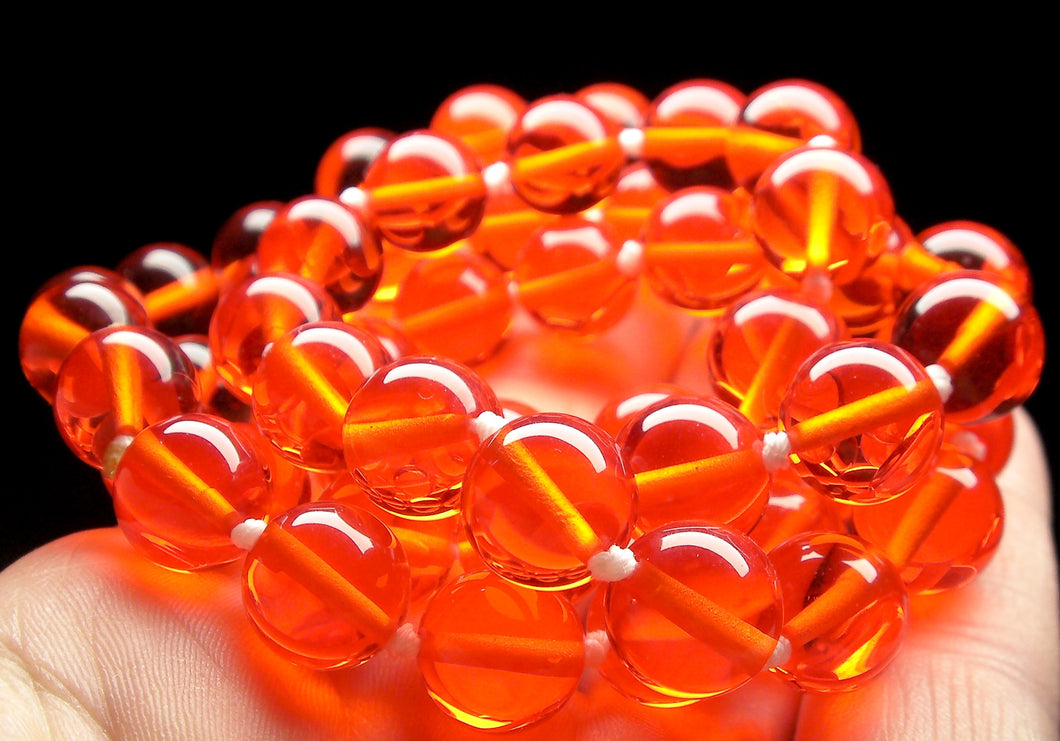 Orange Red Andara Crystal Necklace 10mm 25inch