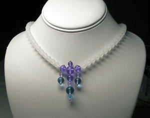 Blue Violet Flame Andara Crystal Necklace 19inch