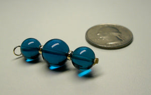 Blue - Bright Dark Andara Crystal with Gold Pendant (2 x 10mm & 1 x 12mm)