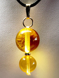 Yellow - Golden Andara Crystal with Gold Pendant (1 x 16mm 1 x 12mm)
