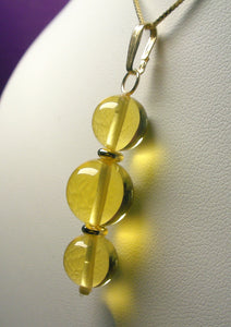 Yellow - Golden Andara Crystal  with Gold Pendant (2 x 10mm & 1 x 12mm)