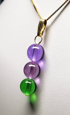 Green Violet Healing Flame Andara Crystal Pendant