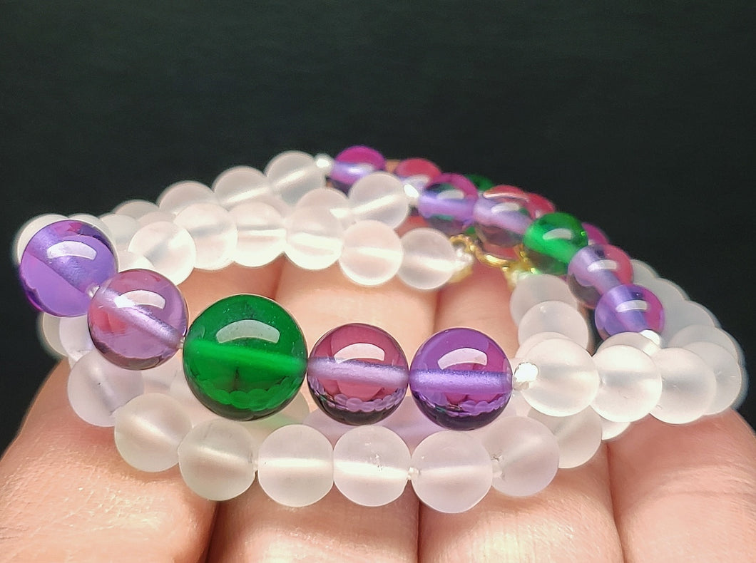 Green Violet Flame Andara Crystal Necklace 17inch
