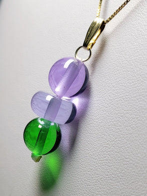 Green Violet Healing Flame Andara Crystal Pendant