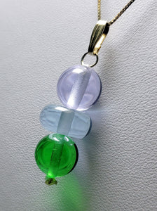Green Violet Healing Flame Andara Crystal Pendant