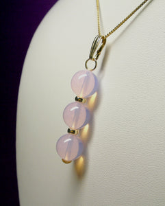 Pink Opalescence Andara Crystal with Gold Pendant (3 x 10mm)