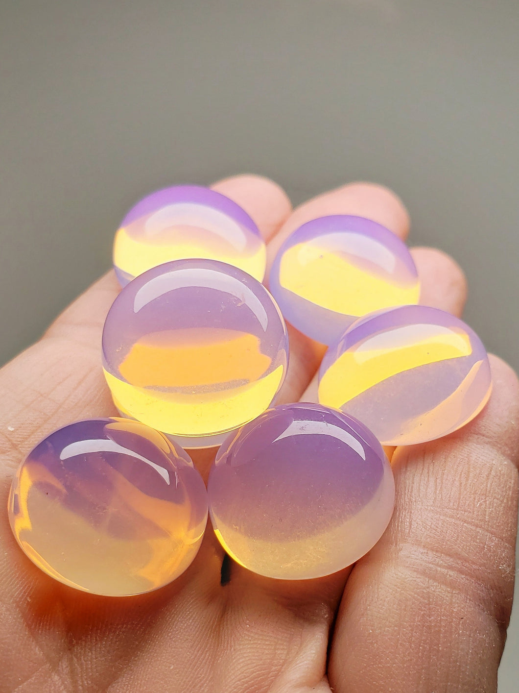 Pink Opalesence Andara Crystal Cabochon 20mm Chakra Set