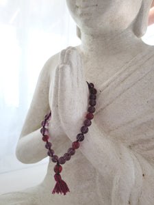 Andara Crystal Mala / Prayer Beads - Rose & Reddish Purple